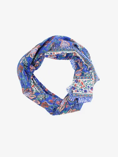 Handmade Block Print Sarong/Scarf Floral Blue & White floral