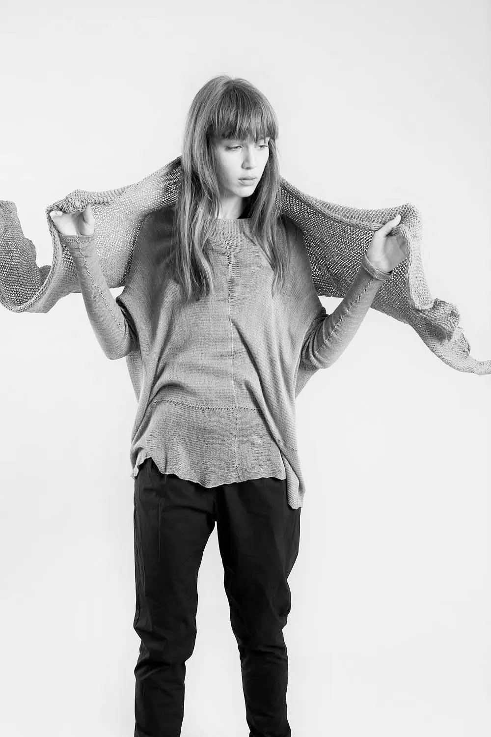 Handmade open knit Cotton & Bamboo Prevo Scarf - Nude - Dusty Blush