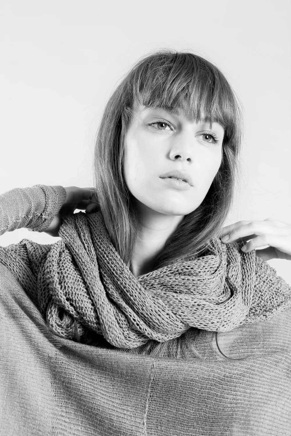Handmade open knit Cotton & Bamboo Prevo Scarf - Nude - Dusty Blush