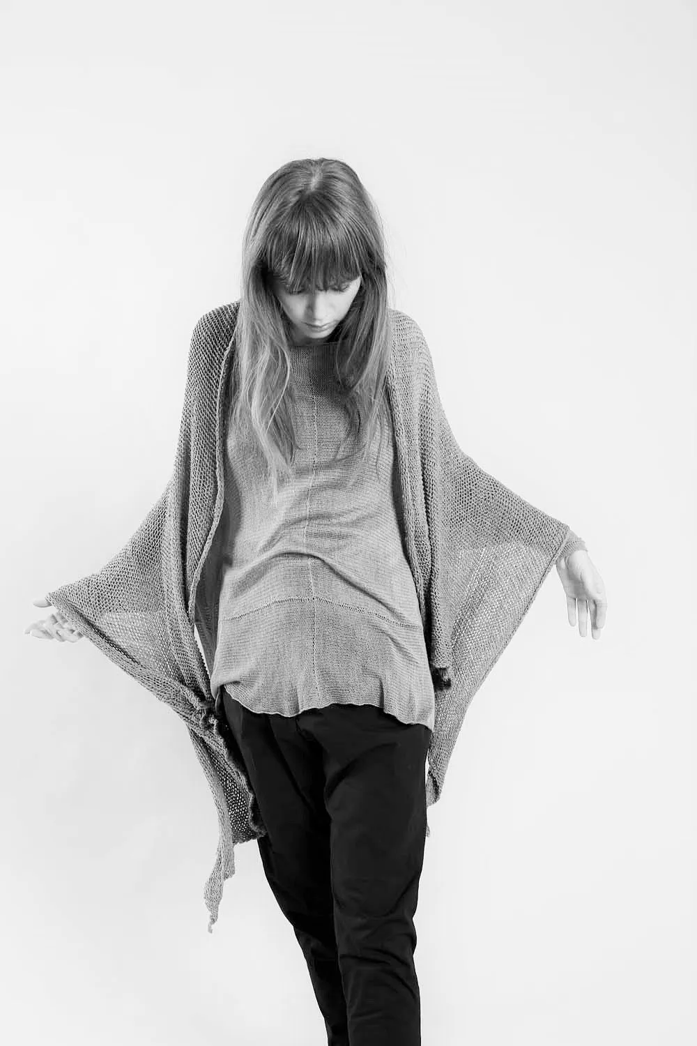 Handmade open knit Cotton & Bamboo Prevo Scarf - Nude - Dusty Blush