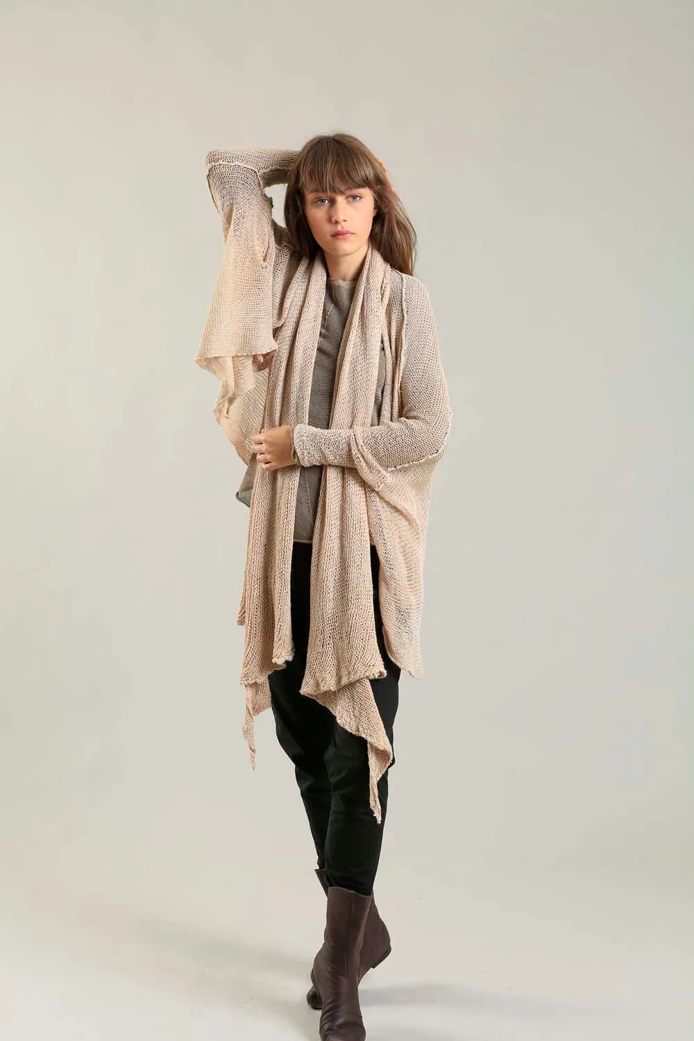 Handmade open knit Cotton & Bamboo Prevo Scarf - Nude - Dusty Blush