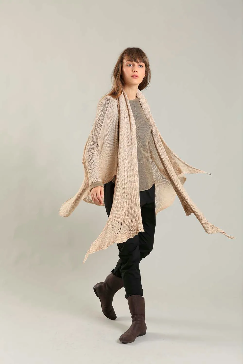 Handmade open knit Cotton & Bamboo Prevo Scarf - Nude - Dusty Blush