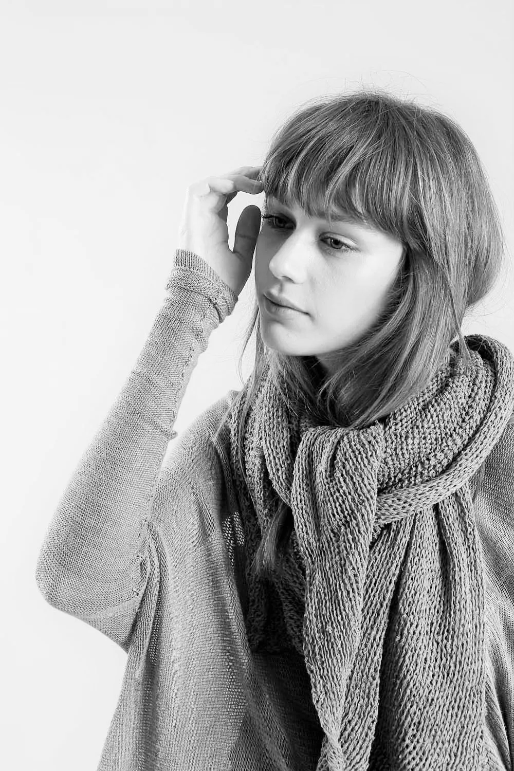 Handmade open knit Cotton & Bamboo Prevo Scarf - Nude - Dusty Blush