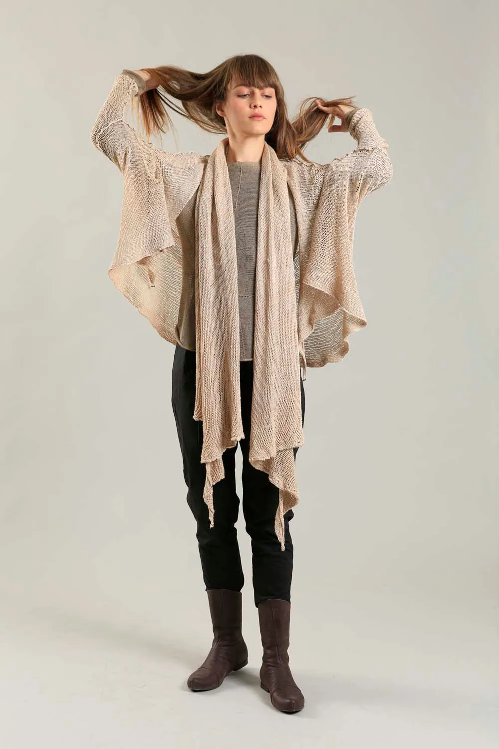 Handmade open knit Cotton & Bamboo Prevo Scarf - Nude - Dusty Blush