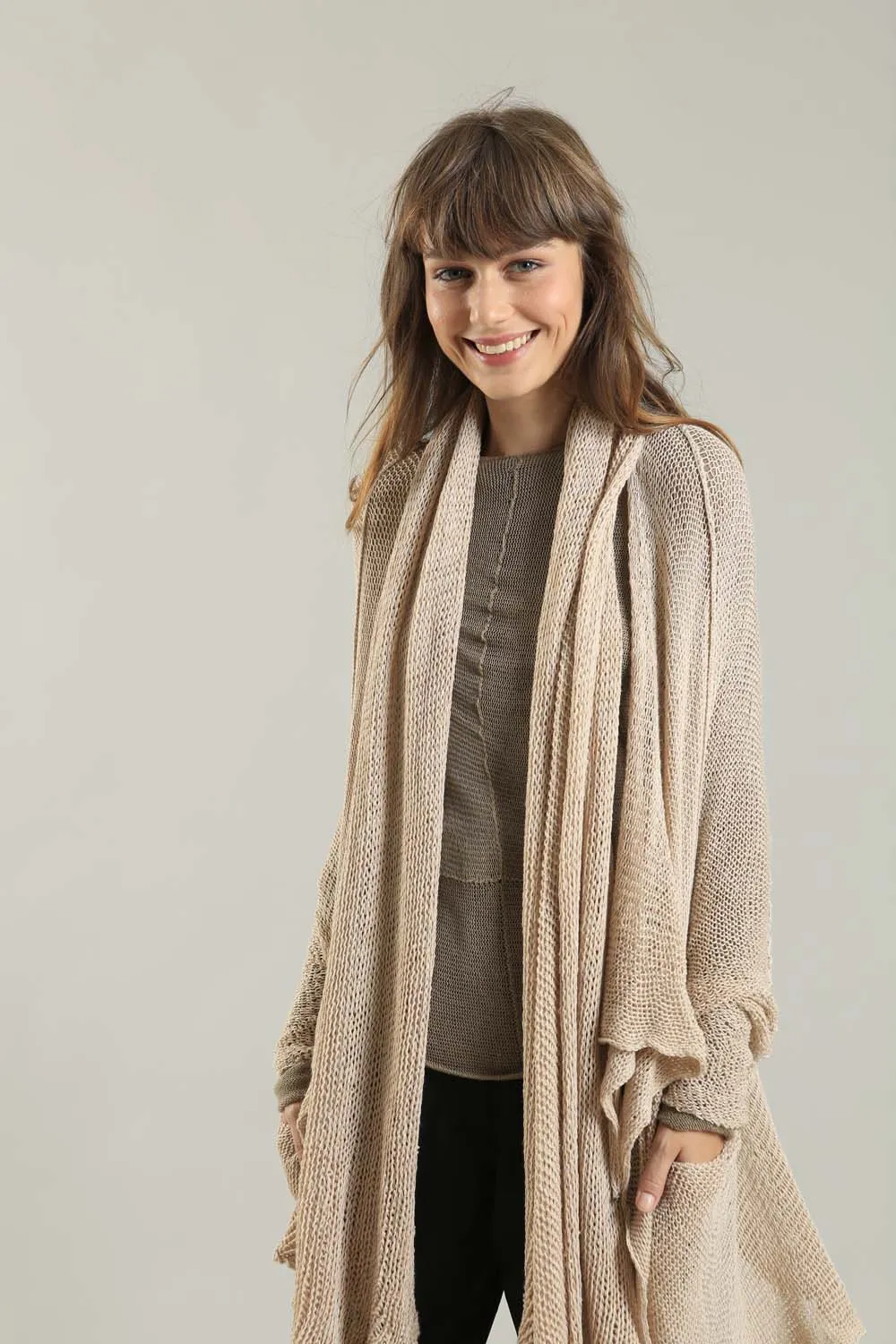 Handmade open knit Cotton & Bamboo Prevo Scarf - Nude - Dusty Blush