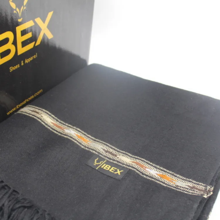 Handmade Swati Woolen Shawl with Designer Strip Black color