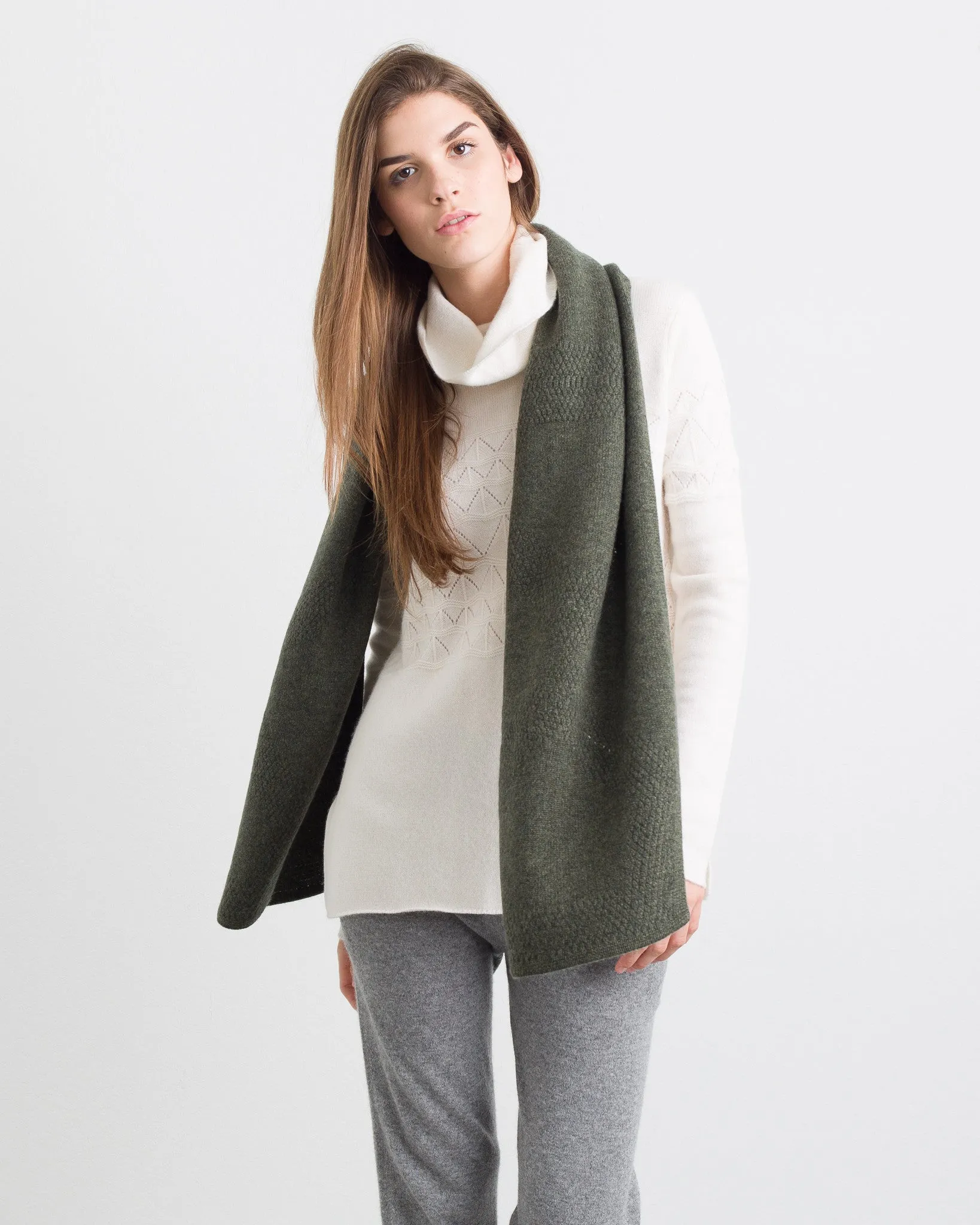 Haydon Cashmere Geometric Stitch Scarf