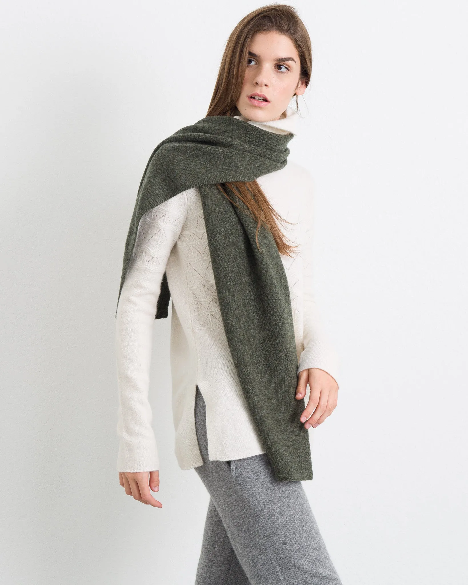 Haydon Cashmere Geometric Stitch Scarf