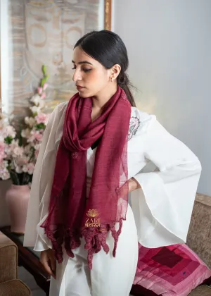 Heritage Maroon Fringe Scarf