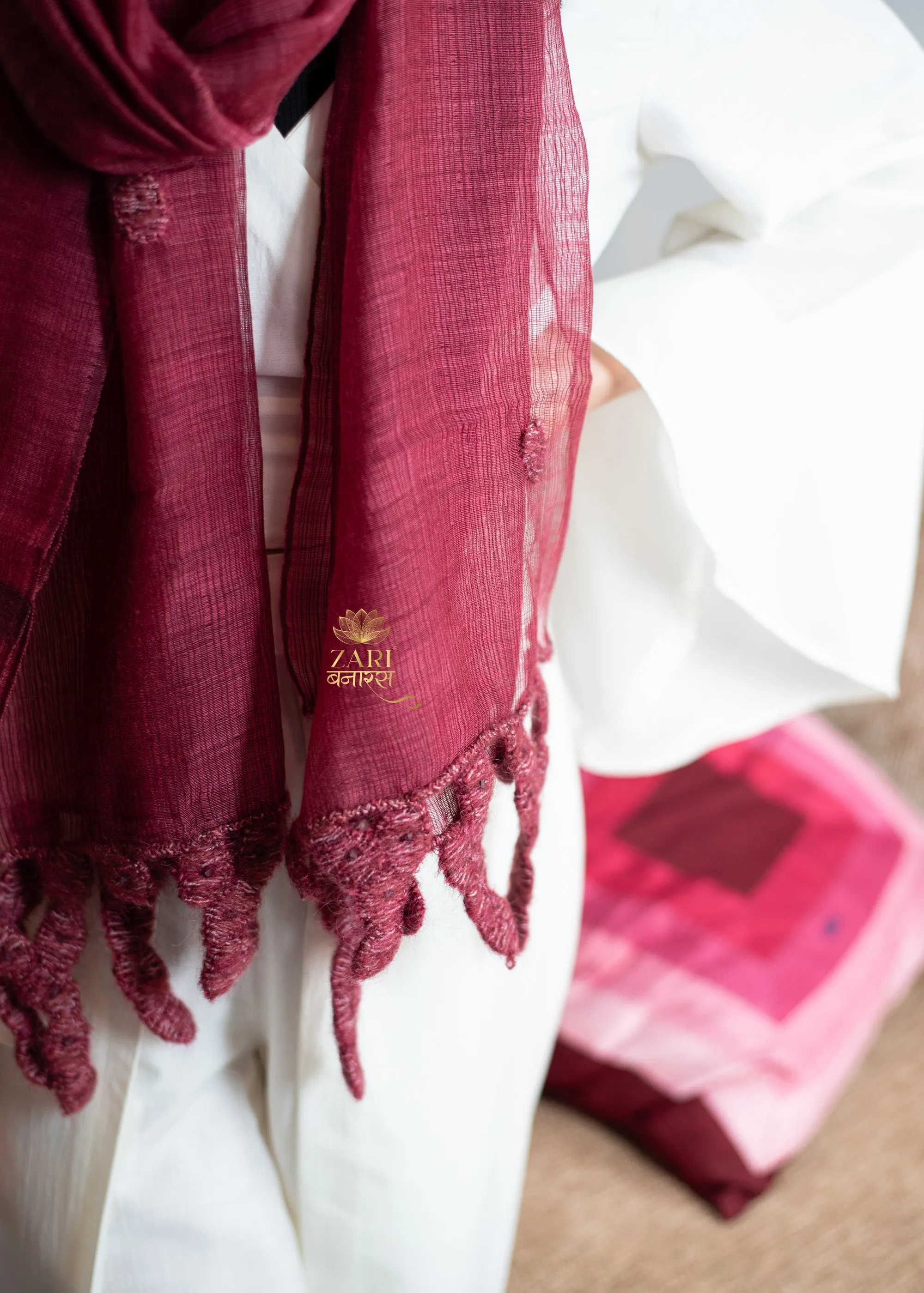 Heritage Maroon Fringe Scarf