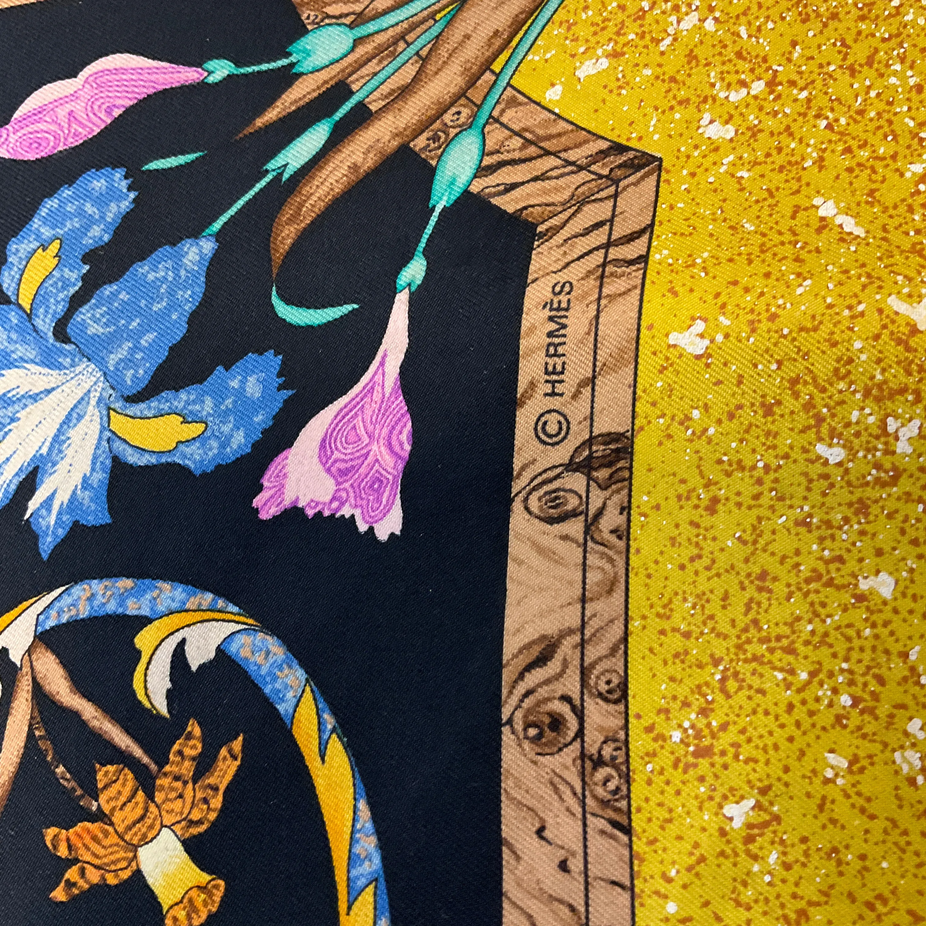 Hermes Black / Gold Multi Pierres d'Orient et d'Occident Square Silk Twill Scarf