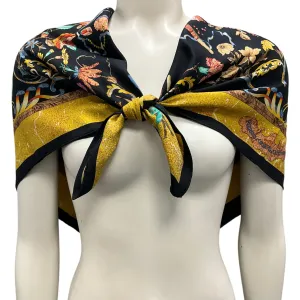 Hermes Black / Gold Multi Pierres d'Orient et d'Occident Square Silk Twill Scarf