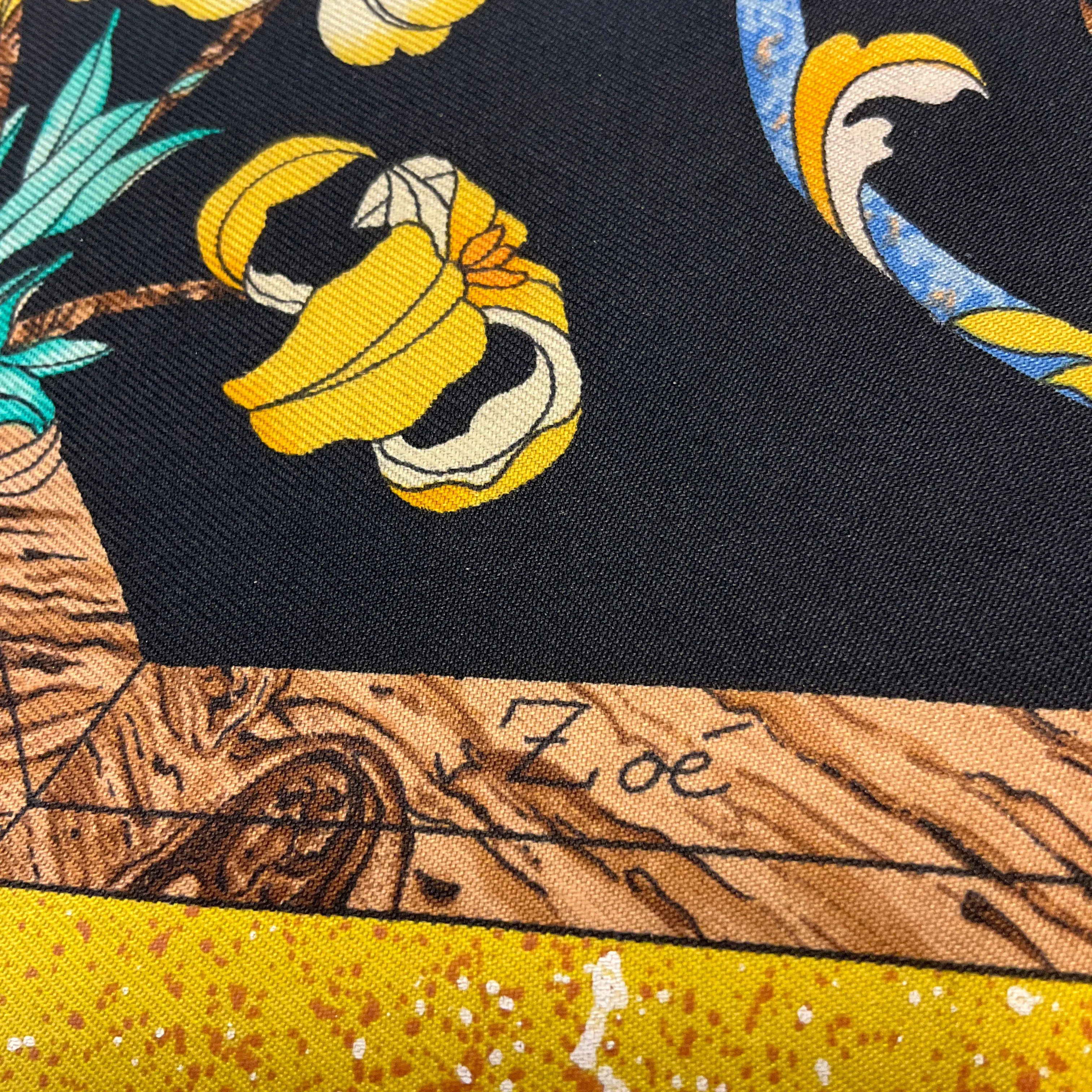 Hermes Black / Gold Multi Pierres d'Orient et d'Occident Square Silk Twill Scarf