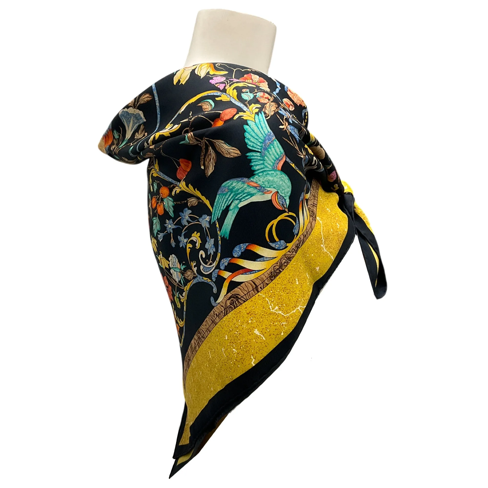Hermes Black / Gold Multi Pierres d'Orient et d'Occident Square Silk Twill Scarf