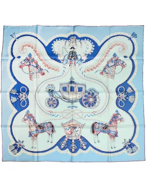 Hermes Ciel/Blue Glacier/Bordeaux “Paperoles” 90cm Silk Scarf