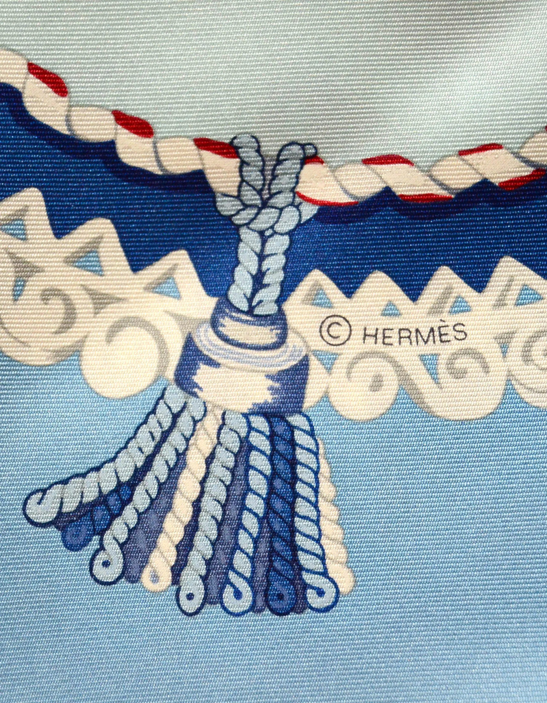 Hermes Ciel/Blue Glacier/Bordeaux “Paperoles” 90cm Silk Scarf