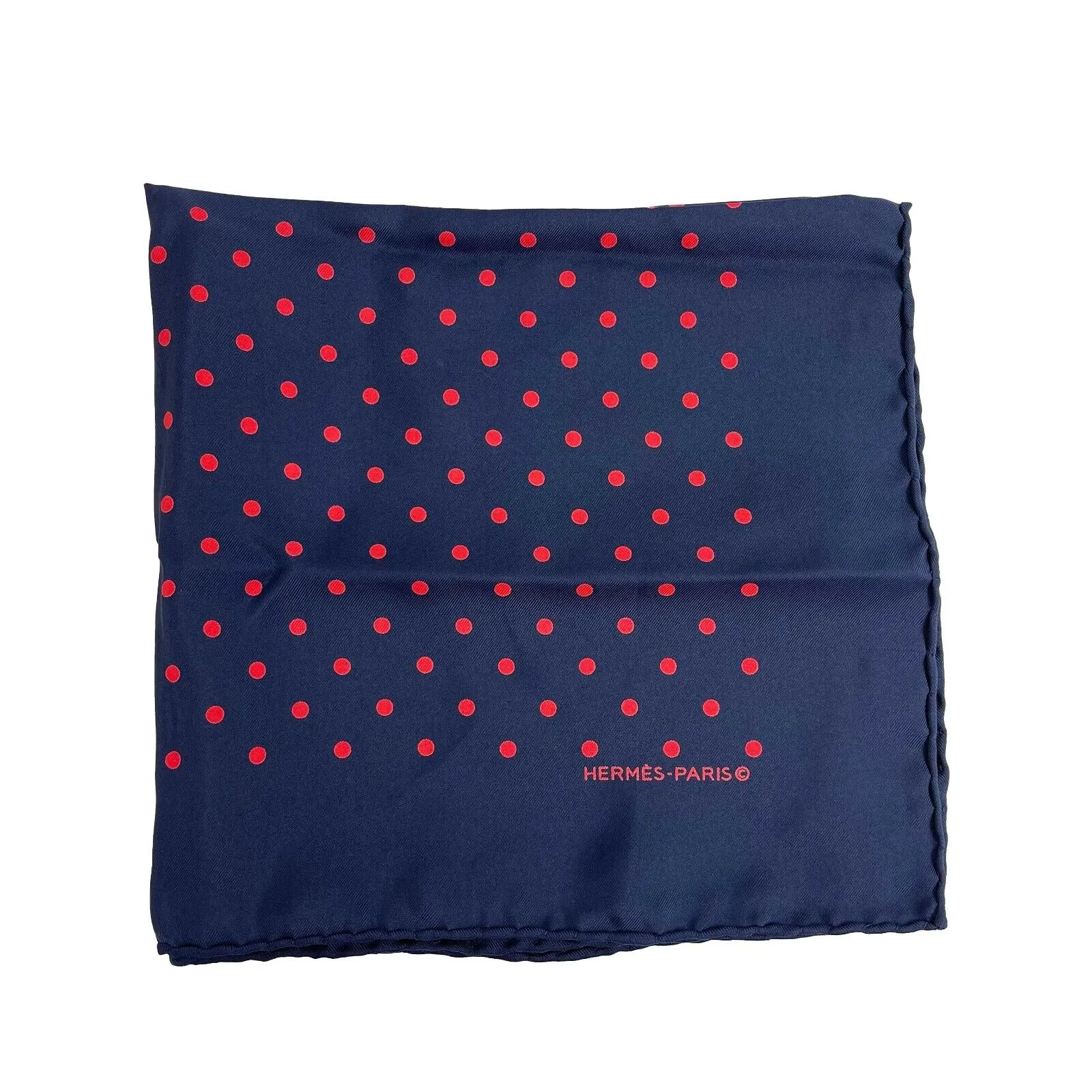 Hermes - Excellent - Paris Red Polka Dot Navy Blue Wrap - Blue/Pink - One Size