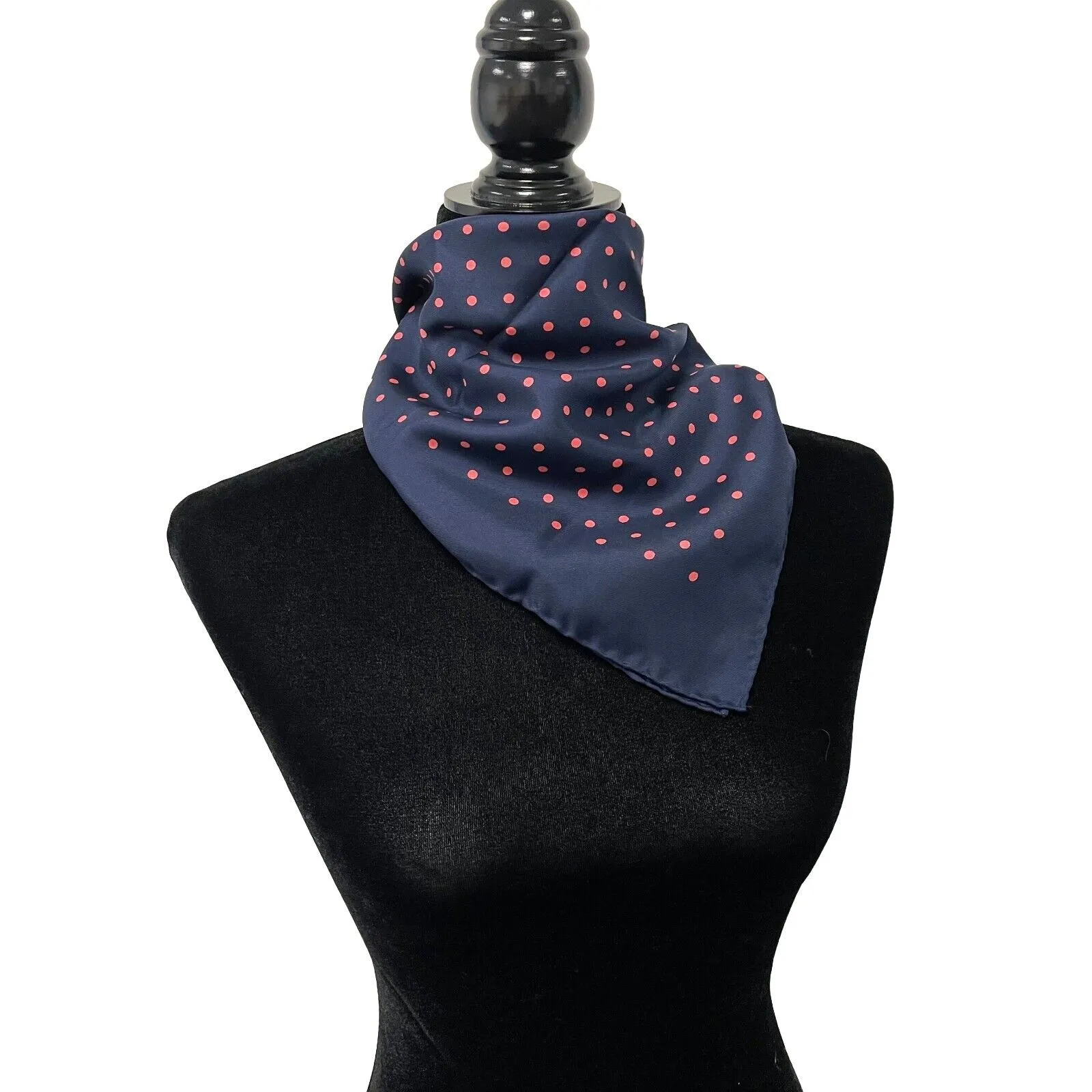 Hermes - Excellent - Paris Red Polka Dot Navy Blue Wrap - Blue/Pink - One Size
