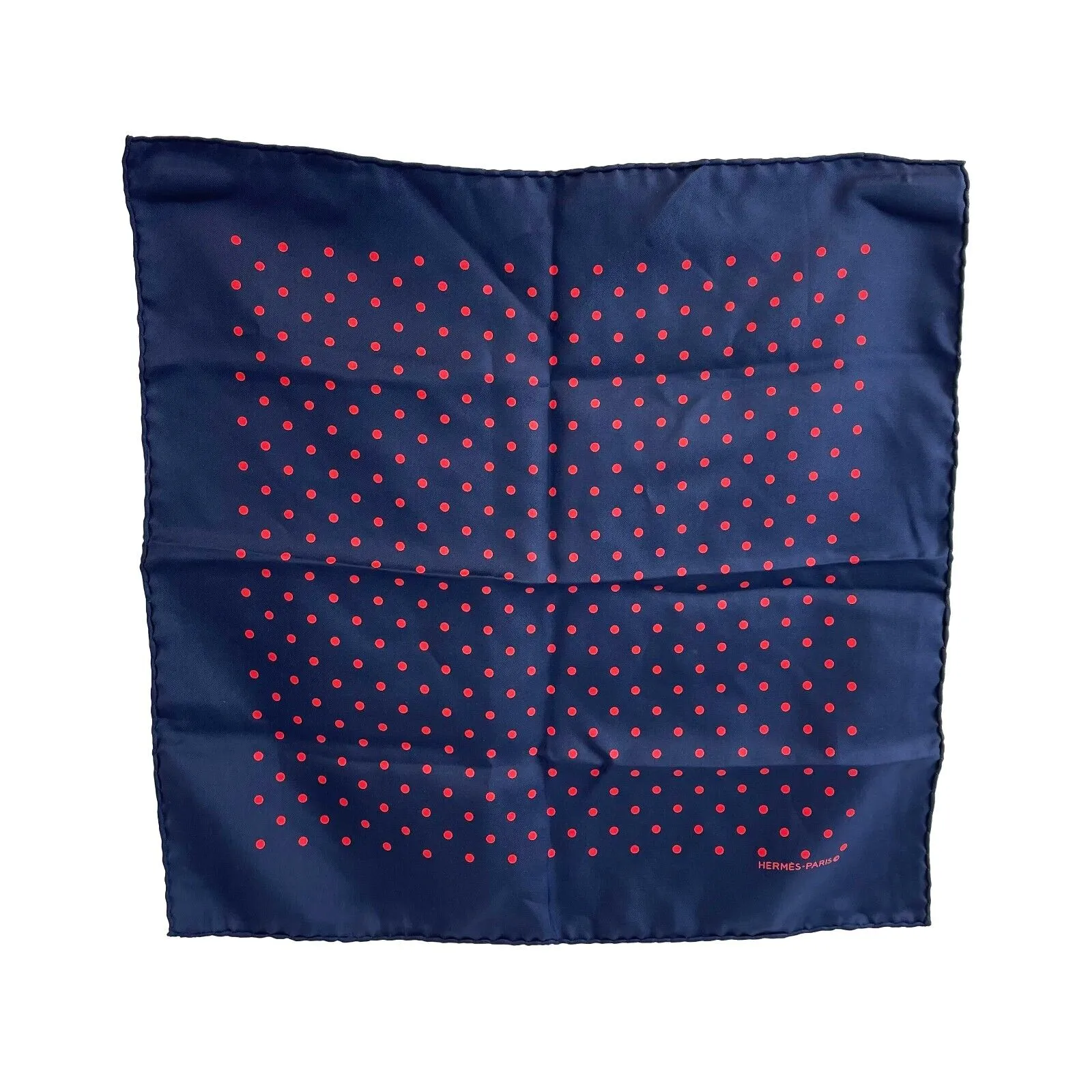 Hermes - Excellent - Paris Red Polka Dot Navy Blue Wrap - Blue/Pink - One Size