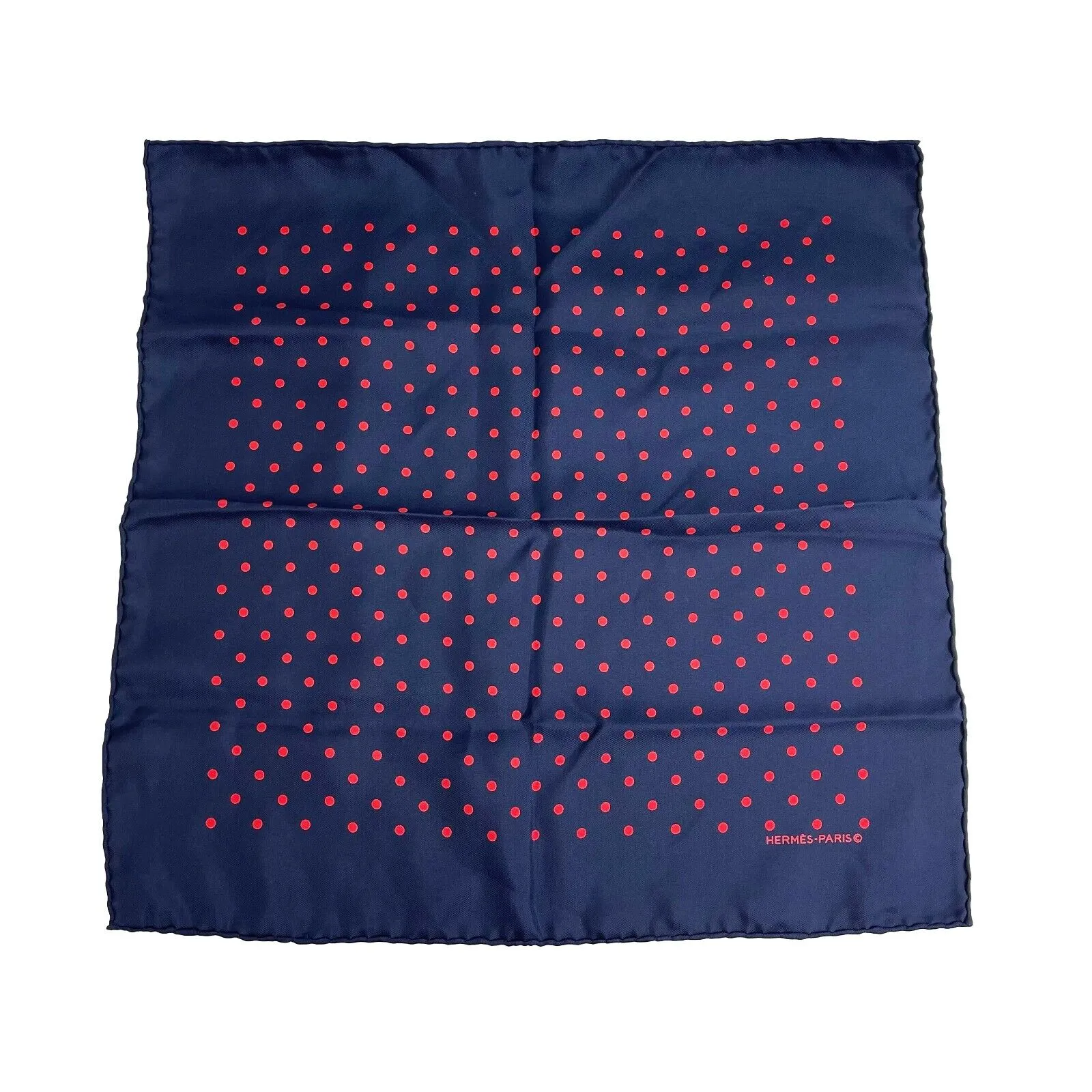 Hermes - Excellent - Paris Red Polka Dot Navy Blue Wrap - Blue/Pink - One Size