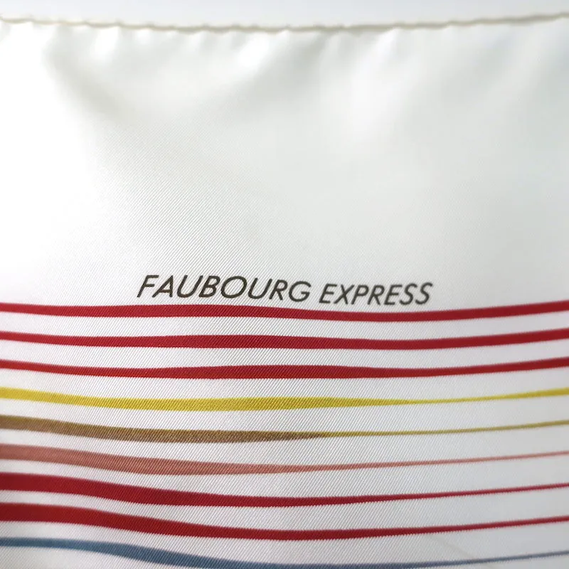 Hermes Faubourg Express 90cm Scarf White/Multi Striped Silk Twill