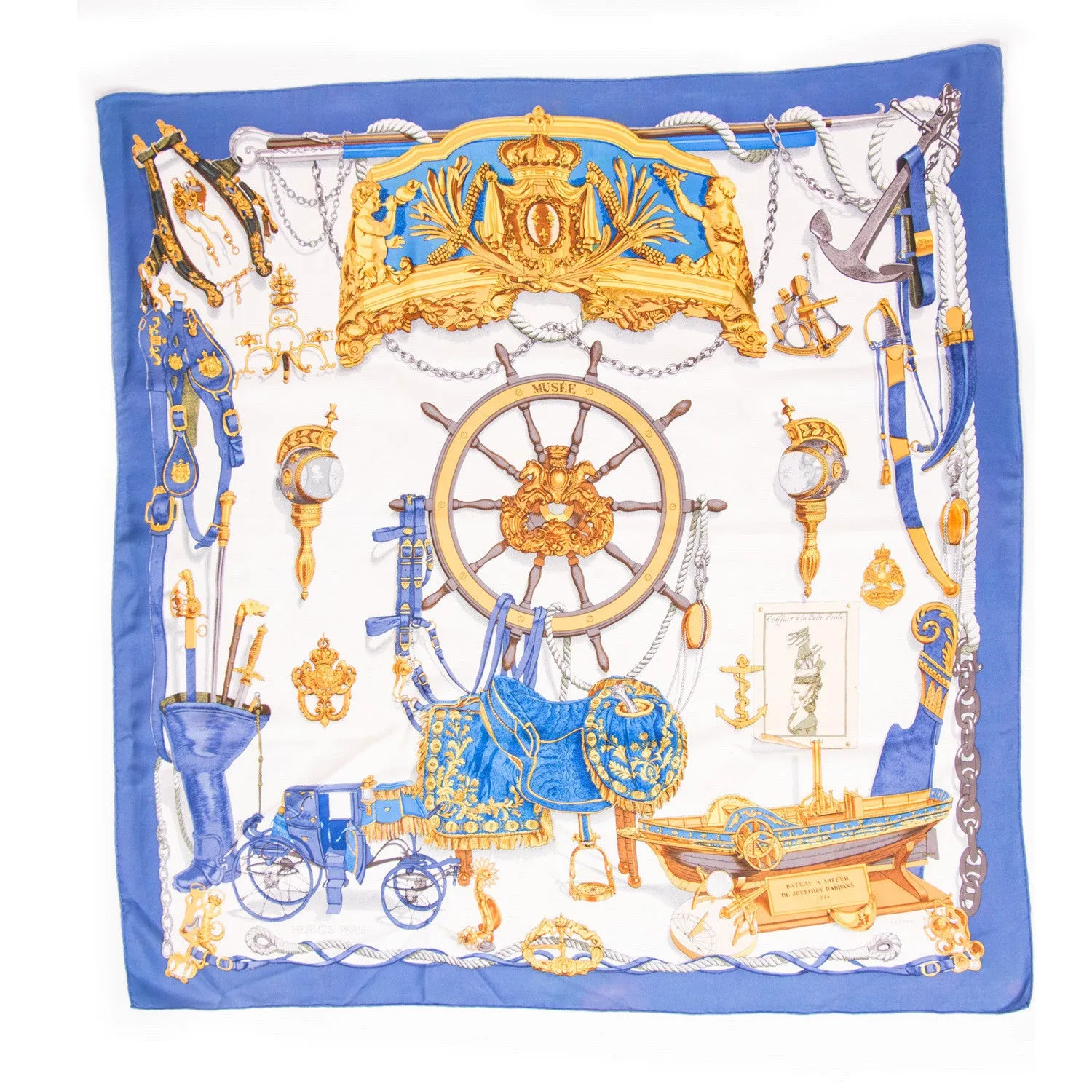 Hermes Marine Printed Silk Scarf