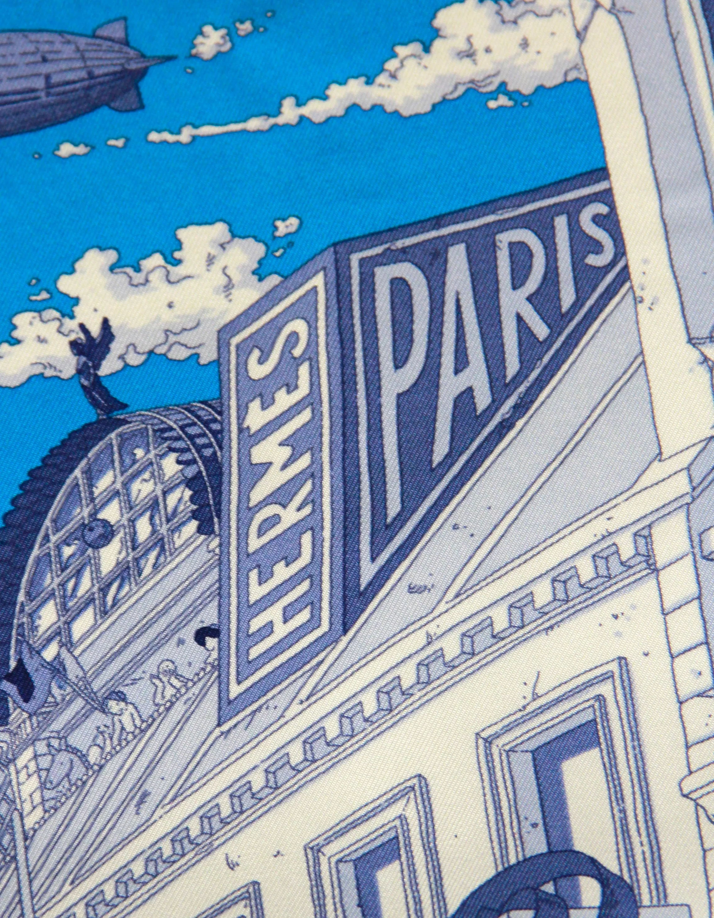 Hermes NEW Blue Grand Prix au Faubourg 90cm Silk Scarf