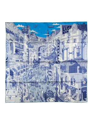 Hermes NEW Blue Grand Prix au Faubourg 90cm Silk Scarf