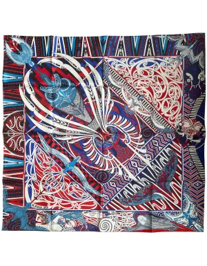 Hermes NEW Blue/Red/White Kawa Ora 90cm Silk Scarf