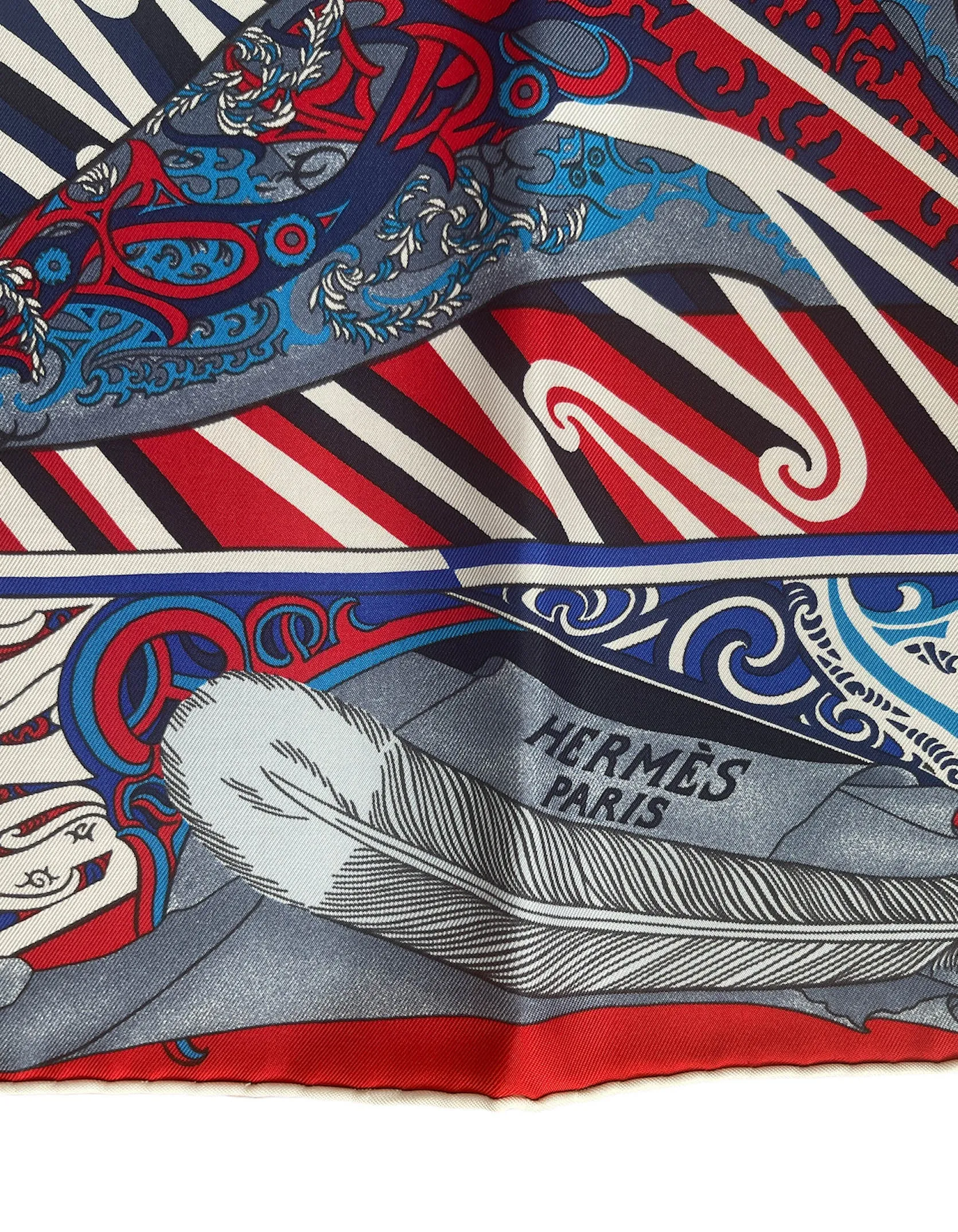 Hermes NEW Blue/Red/White Kawa Ora 90cm Silk Scarf