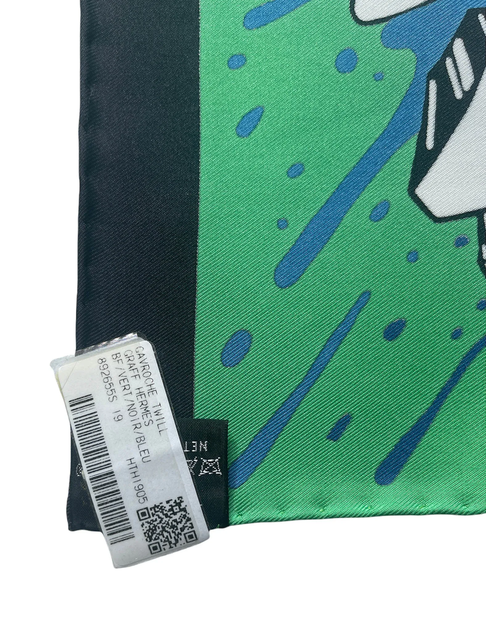 Hermes NEW Green/Black/ Blue Graff Hermes Print Pocket Square