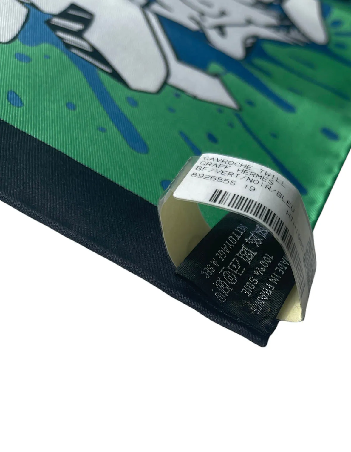 Hermes NEW Green/Black/ Blue Graff Hermes Print Pocket Square