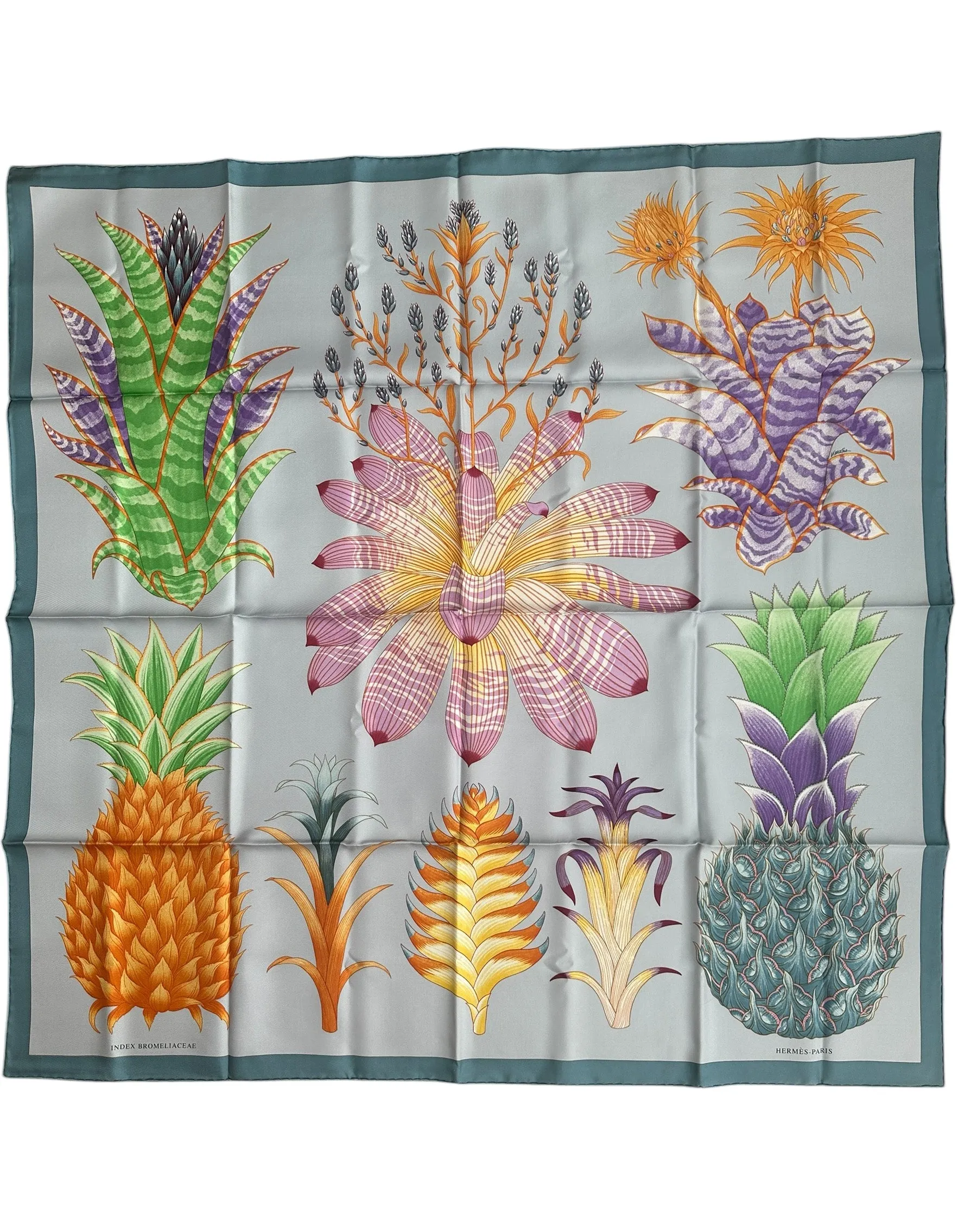 Hermes NEW Index Bromeliaceae 90cm Silk Scarf