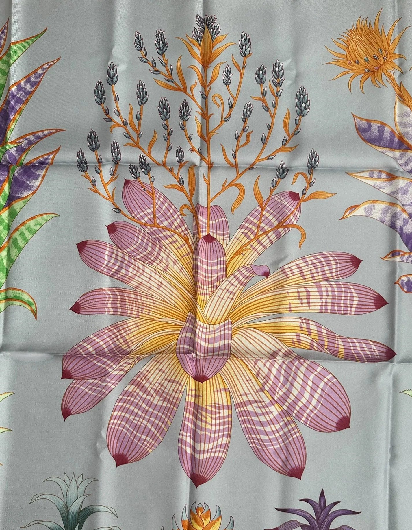 Hermes NEW Index Bromeliaceae 90cm Silk Scarf