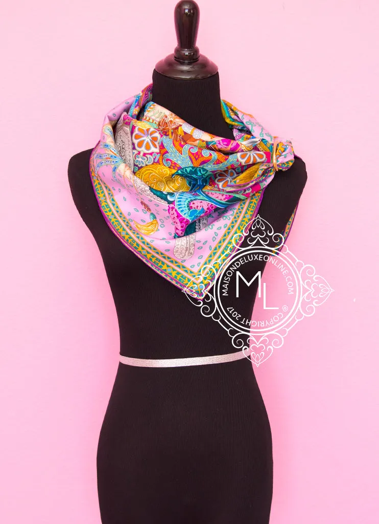 Hermes Purple Twill Silk 90 cm Cavaliers Du Caucase Scarf