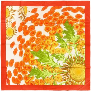 Hermes Scarf "Fleurs et Carlines II" by Vladimir Rybaltchenko 90cm Silk