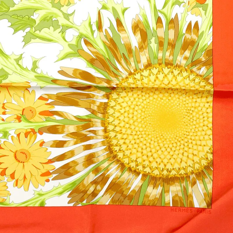 Hermes Scarf "Fleurs et Carlines II" by Vladimir Rybaltchenko 90cm Silk