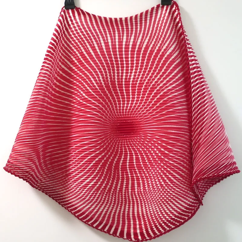 Hermes Silk Plisse Scarf Red/White Psychedelic Print