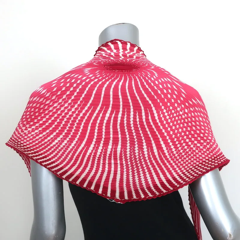 Hermes Silk Plisse Scarf Red/White Psychedelic Print