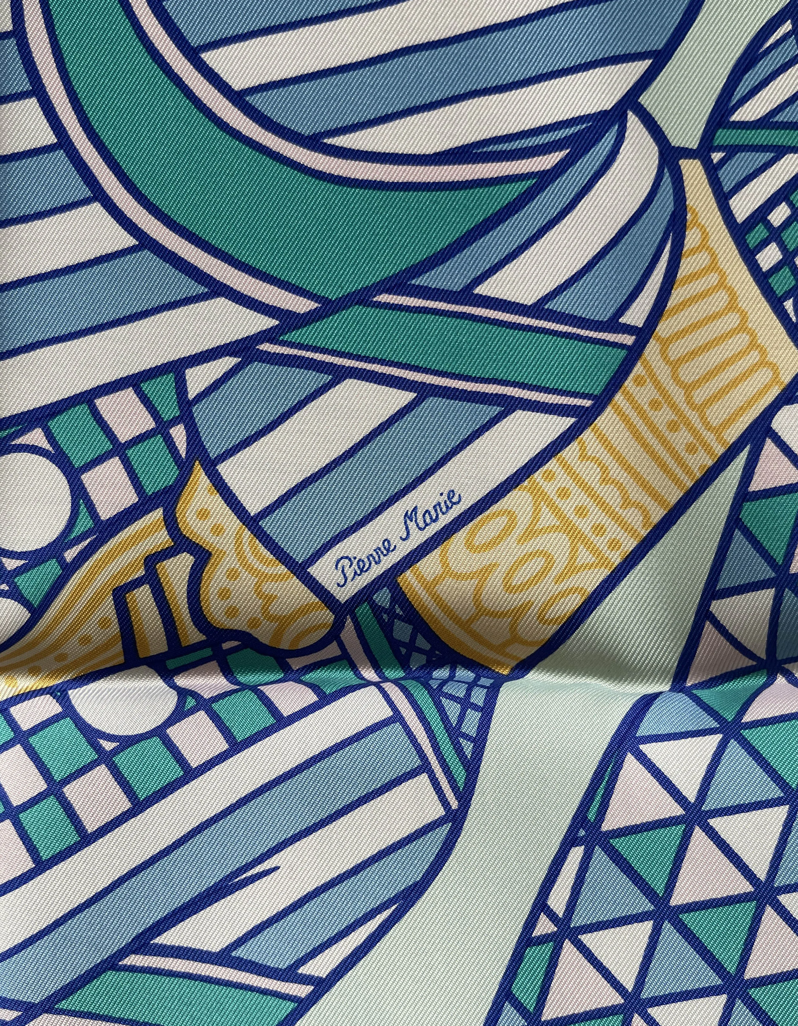 Hermes Vert Pale/Turquois Duels Oniriques 90cm Silk Scarf
