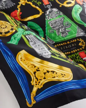 Hermès Black "Etriers" Silk Scarf