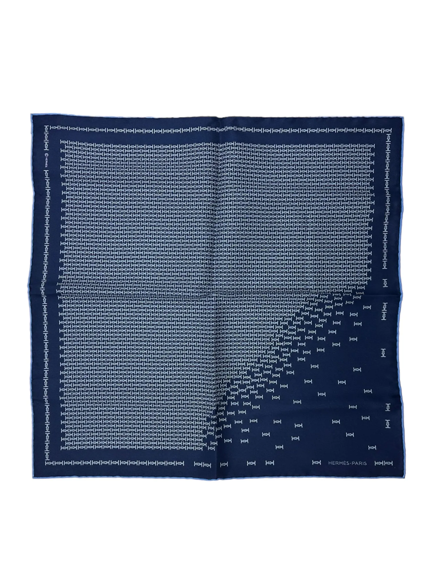 Hermès Blue Geometric Silk Pocketsquare