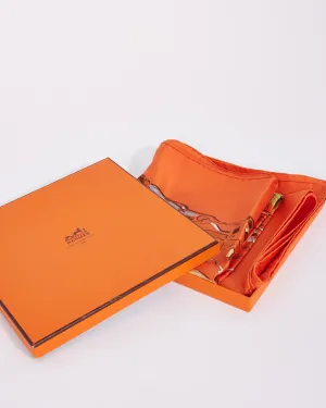 Hermès Orange Silk "Clerc" Scarf 90