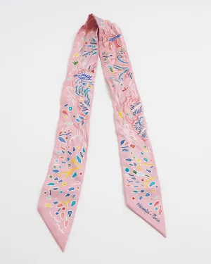Hermès Pink Spring Bird Print Twilly Scarf