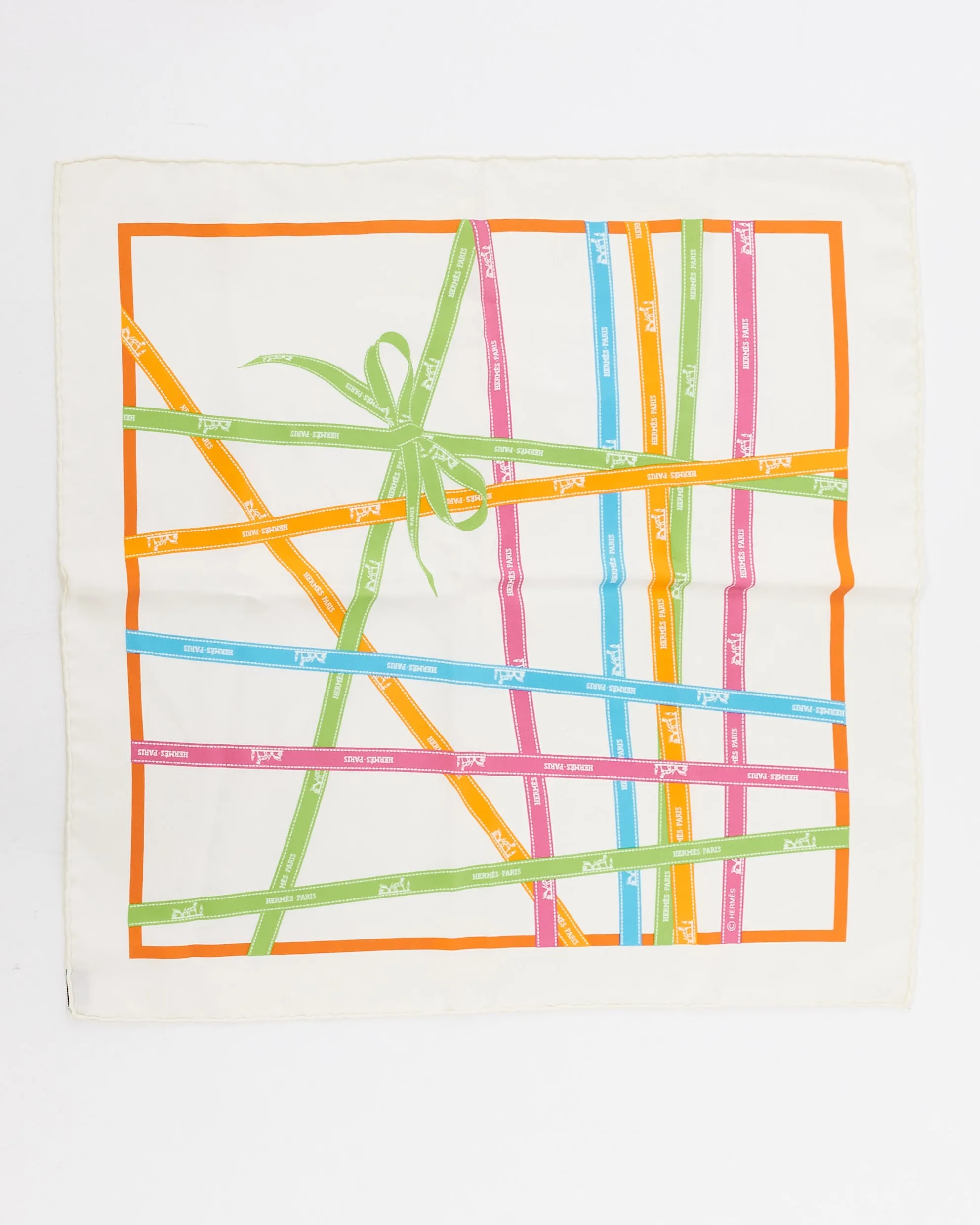 Hermès White Multicolour Silk Geometric Square Scarf