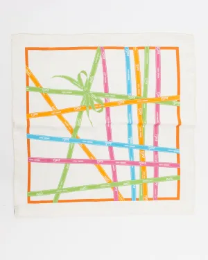 Hermès White Multicolour Silk Geometric Square Scarf