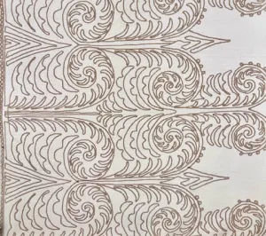 Home Couture Fabric: Gypsy Dance - Custom Tan on Oyster Silk Matka