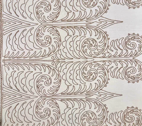 Home Couture Fabric: Gypsy Dance - Custom Tan on Oyster Silk Matka
