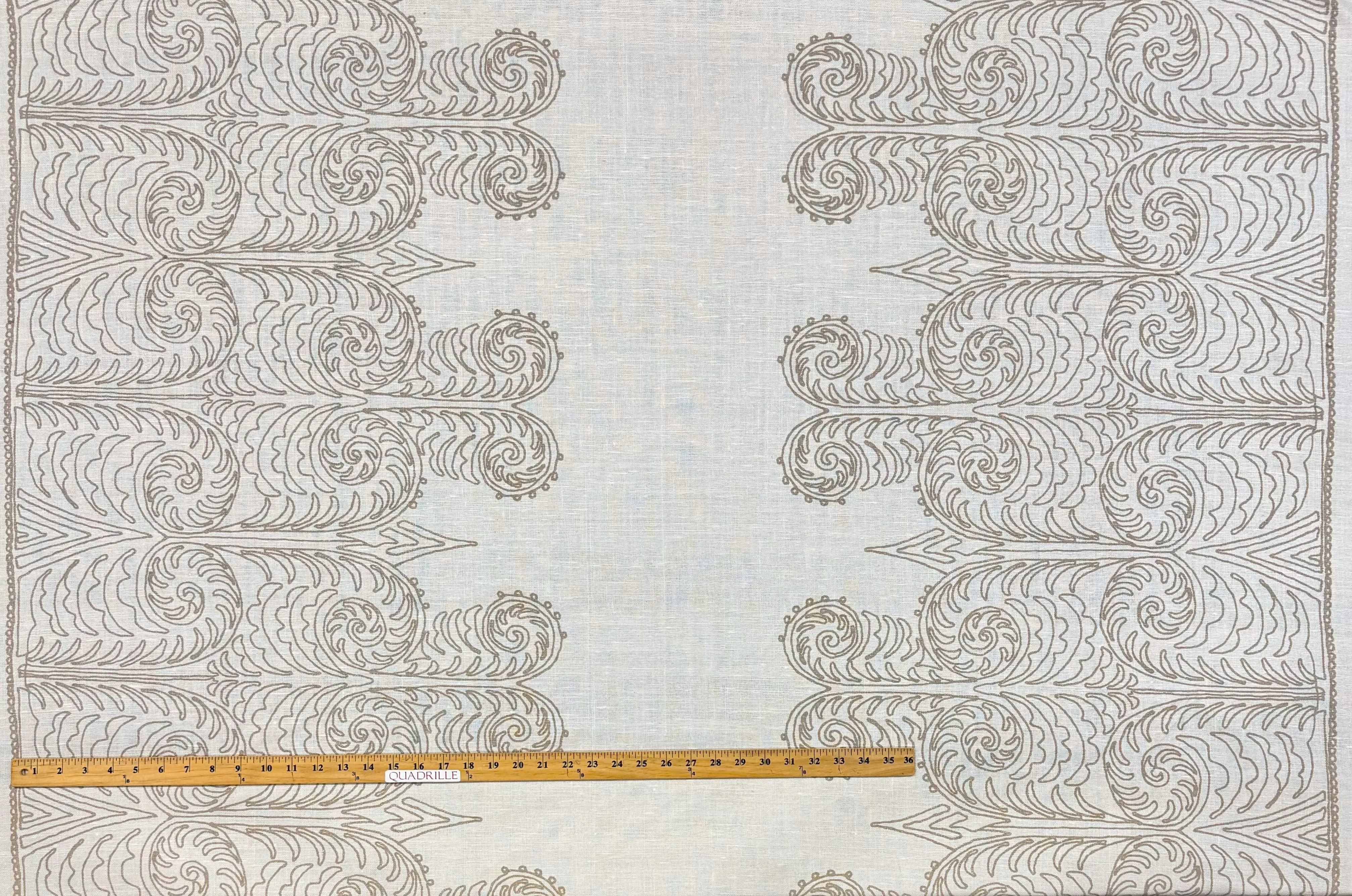 Home Couture Fabric: Gypsy Dance - Custom Tan on Oyster Silk Matka