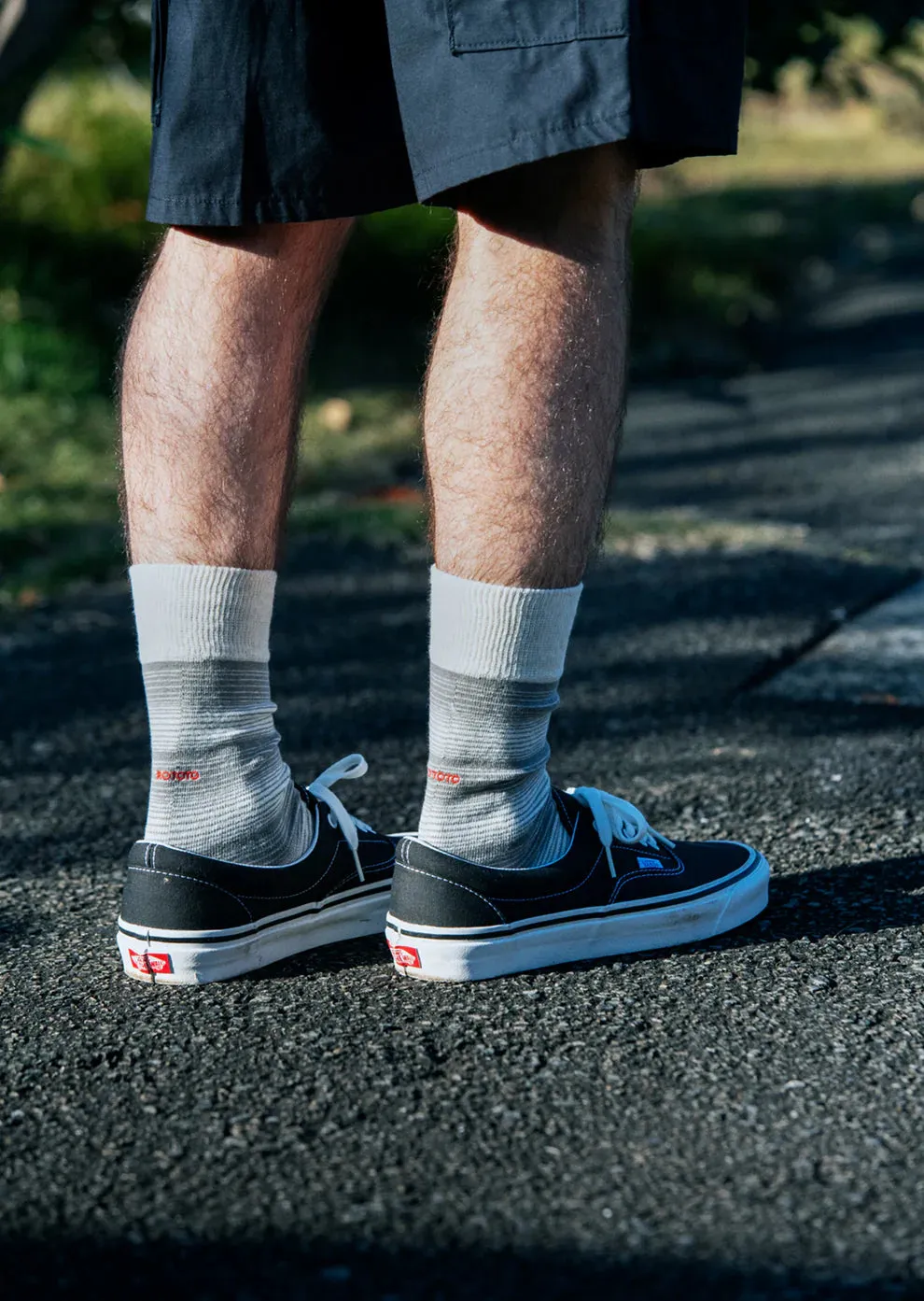 Horizontal Stripe Crew Socks - Olive